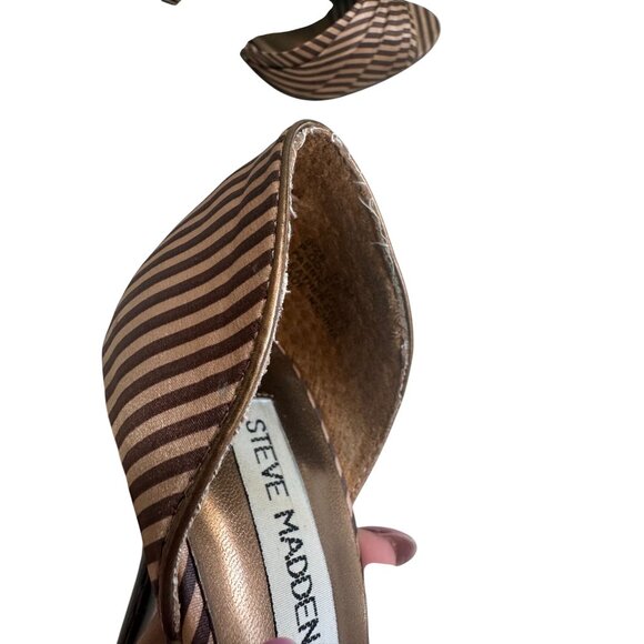STEVE MADDEN Dolce Brown Striped D’Orsay Heels Size 6.5 - Picture 6 of 8